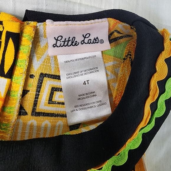 Little Lass Sleeveless Yellow Tribal Print Toddler Dress Size 4T - Picture 6 of 9